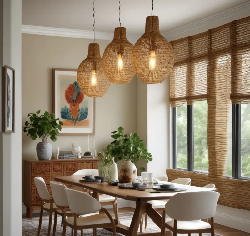 20 Beautiful Boho Dining Room Designs to Transform Your Space Ambient Pendant Lighting