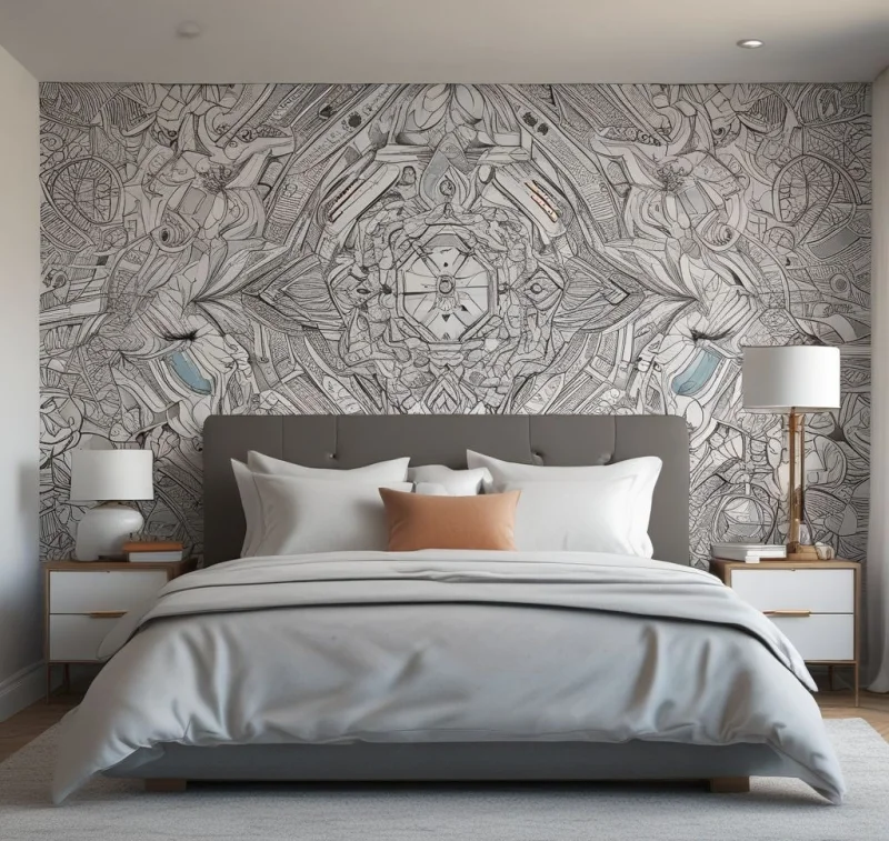 Artistic Wall Mural or Patterned Headboard
