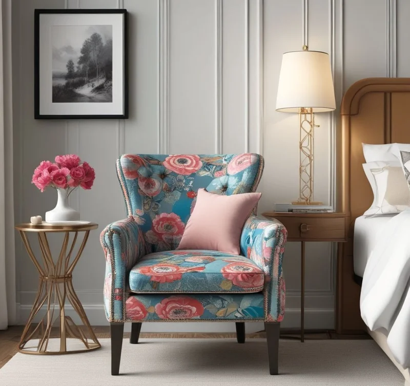 23 Beautiful Bedroom Chair Designs That Will Transform Your Room Bold Patterned Chair