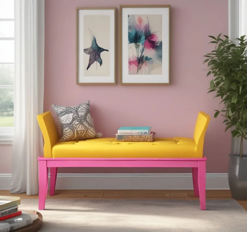 17 Beautiful Bedroom Bench Styles to Transform Your Space Bright Color Statement