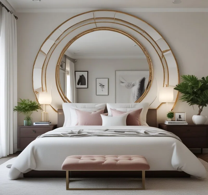 17 Stunning Mirror Ideas to Transform Your Bedroom Into a Luxurious Retreat Circular Statement Mirror