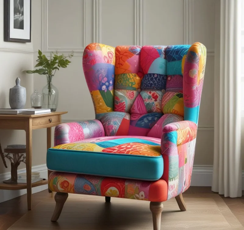 23 Beautiful Bedroom Chair Designs That Will Transform Your Room Colorful Patchwork Upholstered Chair