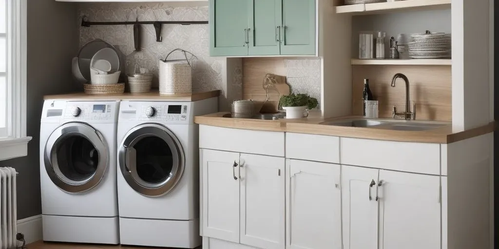 20+ Creative Laundry Room Cabinet Solutions for Every Home Contrast Color Cabinets