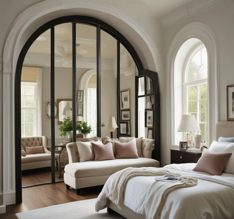17 Stunning Mirror Ideas to Transform Your Bedroom Into a Luxurious Retreat Curved Arch Mirror