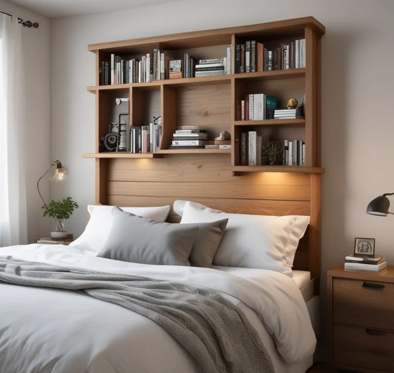 Functional Built-In Bookshelf Headboard
