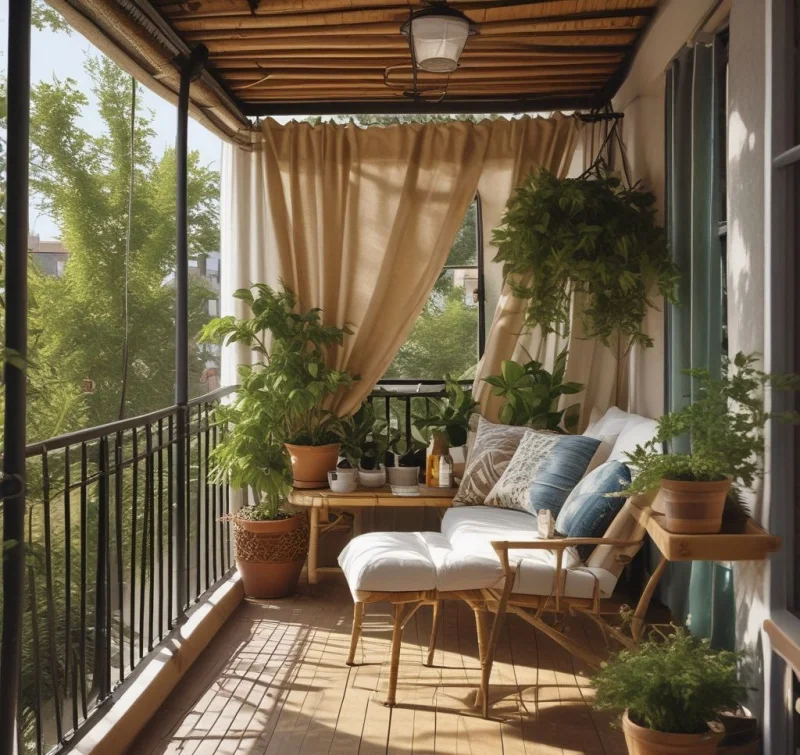 18 Creative Small Balcony Ideas - Transform Your Tiny Outdoor Space Install Flexible Shade and Wind Protection