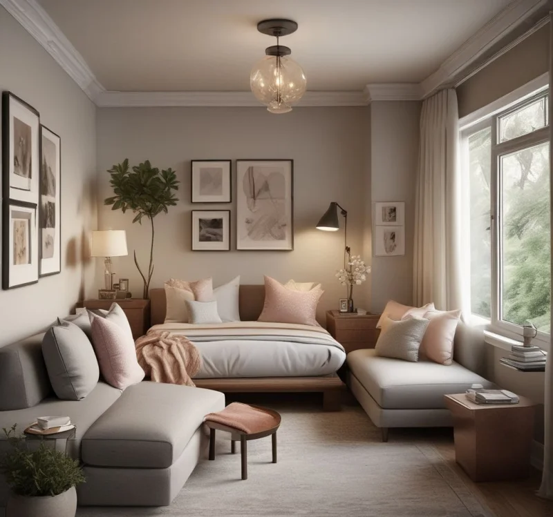 L-Shaped Seating for Spacious Bedrooms
