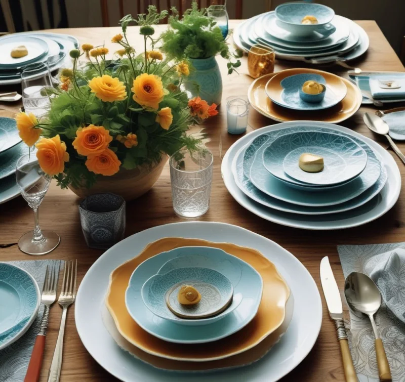 22 Creative Dining Table Styling Ideas That Will Transform Your Meals Mixed and Matched Dishes