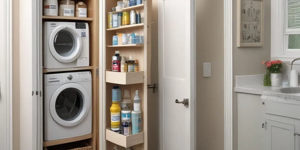 20+ Creative Laundry Room Cabinet Solutions for Every Home Narrow Pull-Out Towers