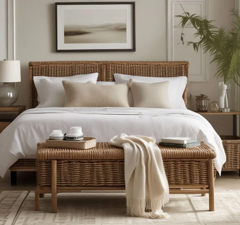 17 Beautiful Bedroom Bench Styles to Transform Your Space Natural Wicker Charm