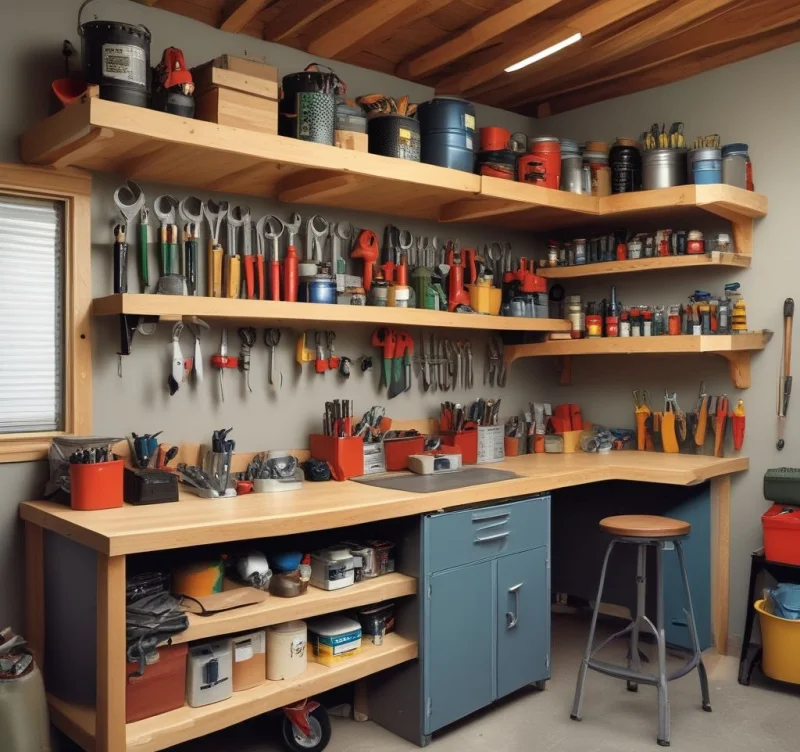 17 Smart Garage Workshop Layout Ideas for Maximum Productivity Open Shelving for Daily-Use Items