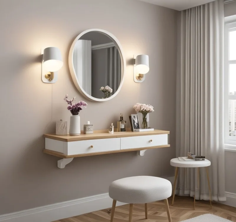 15 Beautiful Dressing Table Ideas to Transform Your Space Save Space with Wall-Mounted Options