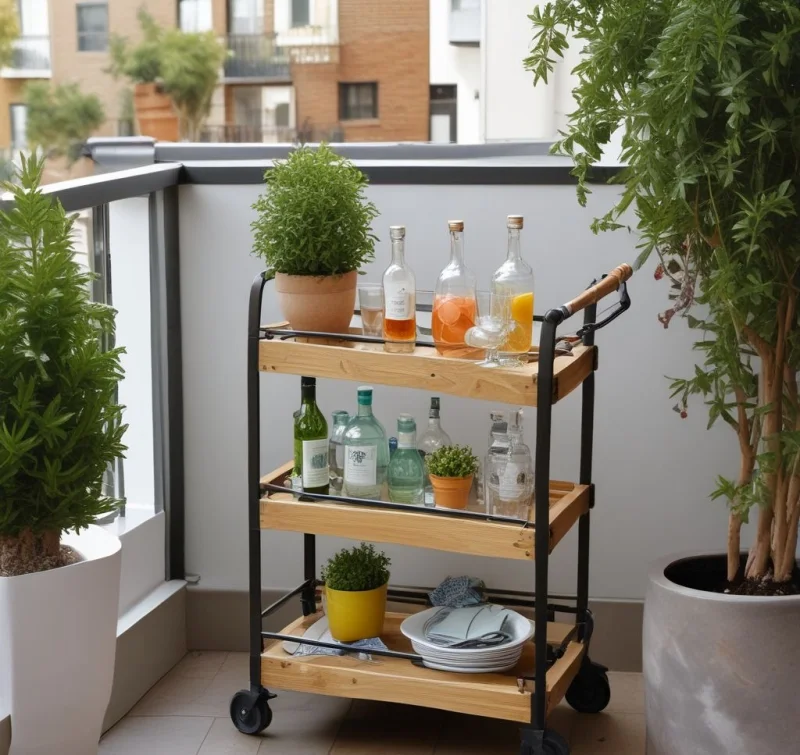 18 Creative Small Balcony Ideas - Transform Your Tiny Outdoor Space Set Up an Outdoor Bar Cart Station
