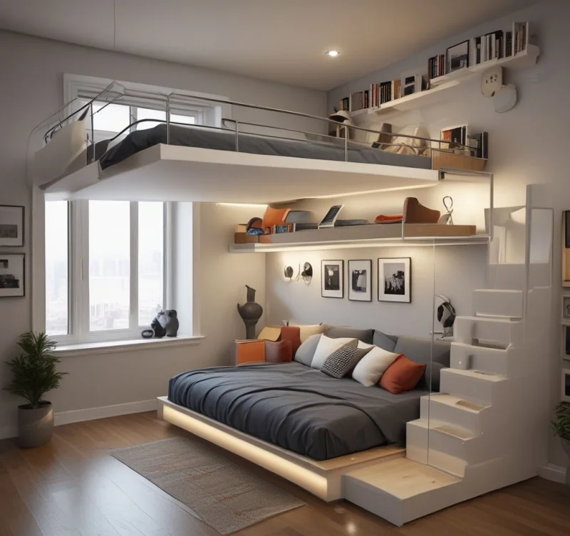 Sleek Floating Bed Design
