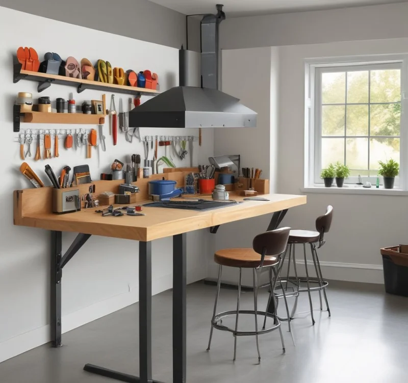 17 Smart Garage Workshop Layout Ideas for Maximum Productivity Space-Saving Fold-Away Work Surfaces