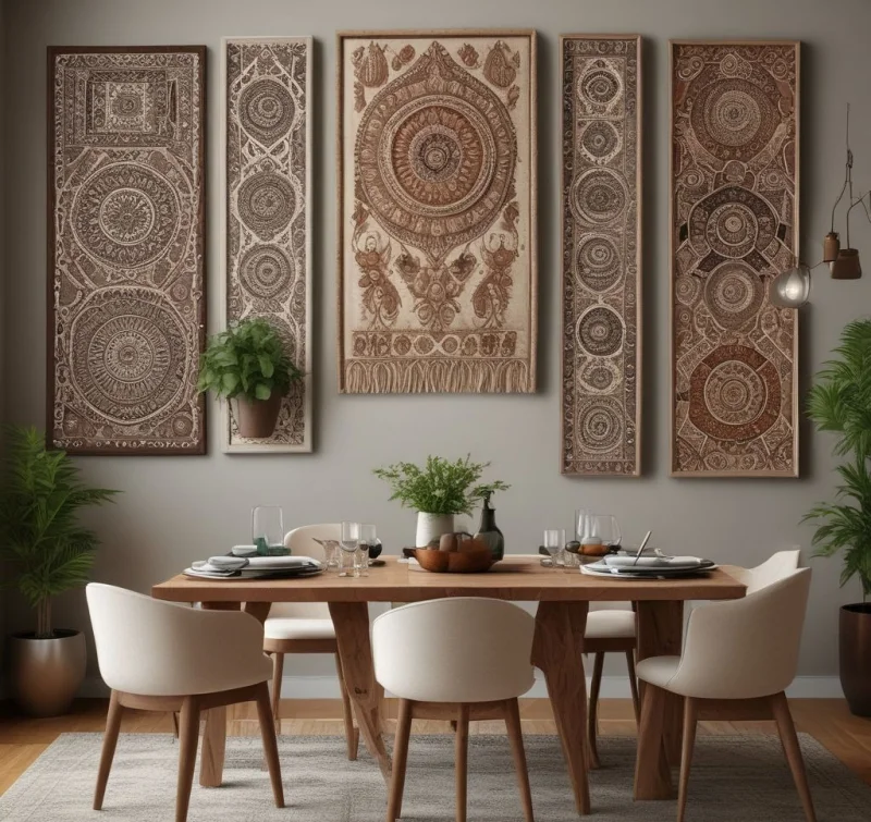 20 Beautiful Boho Dining Room Designs to Transform Your Space Textured Wall Hangings