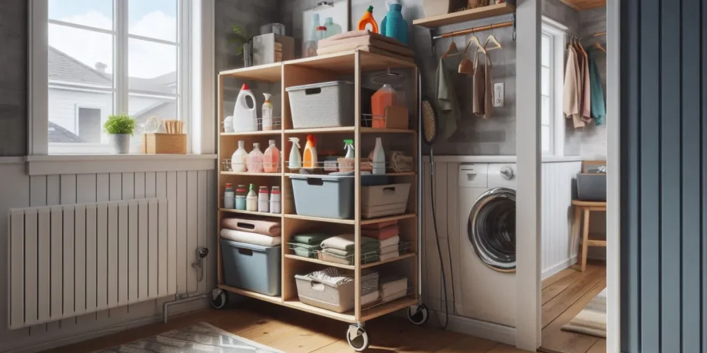 Transform Your Tiny Utility Room: 15 Genius Hacks for Maximum Function Use a Rolling Cart for Flexible Storage