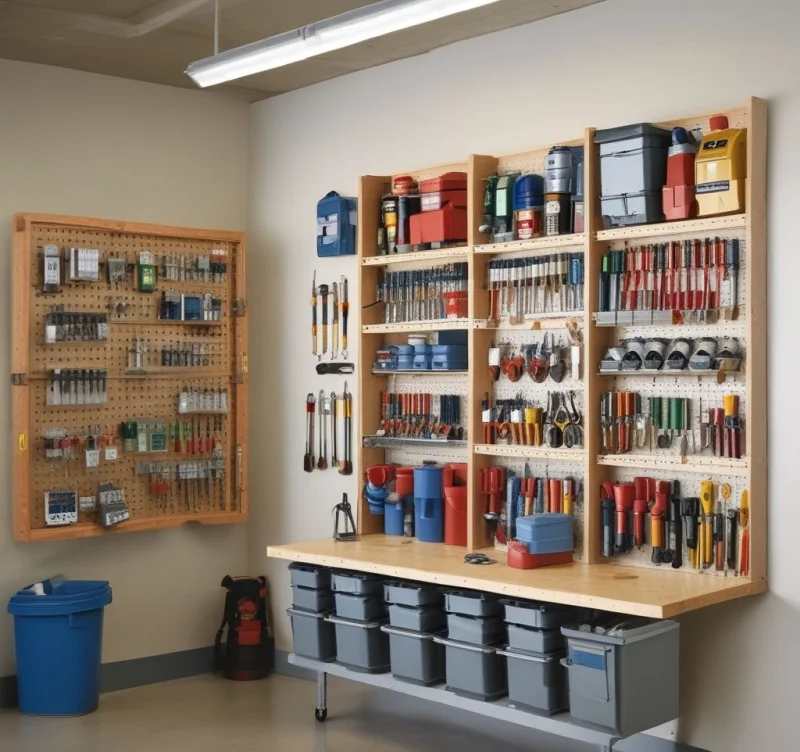 17 Smart Garage Workshop Layout Ideas for Maximum Productivity Wall-Mounted Storage Bins and Containers