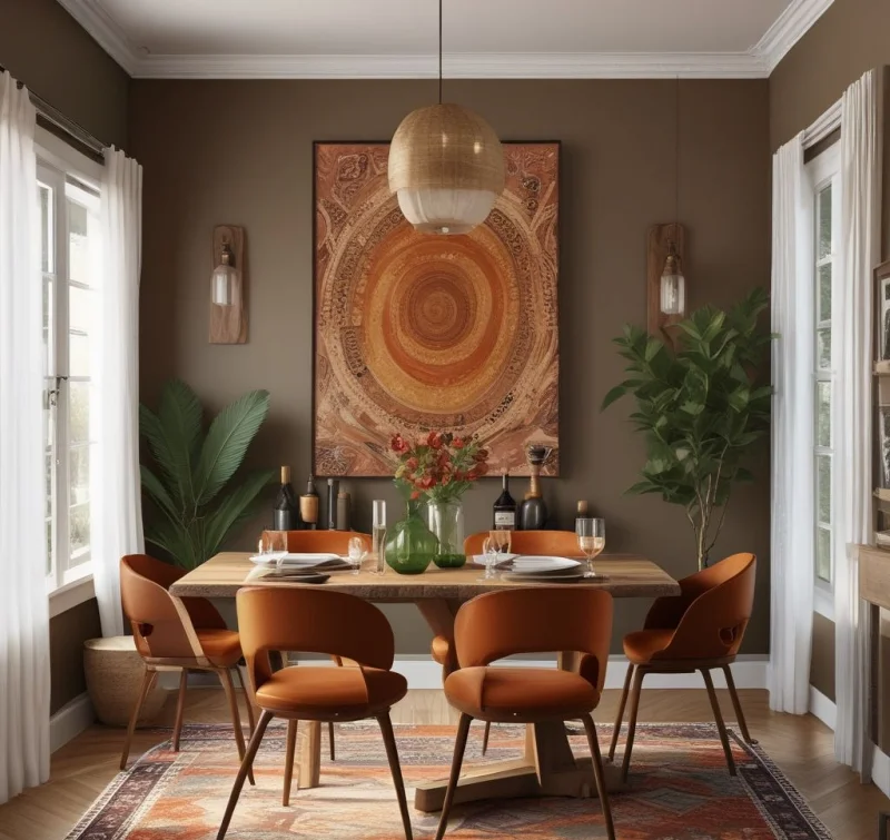 20 Beautiful Boho Dining Room Designs to Transform Your Space Warm Earthy Color Palette