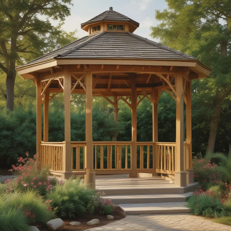 Charming Wooden Gazebo-Inspired Retreat
