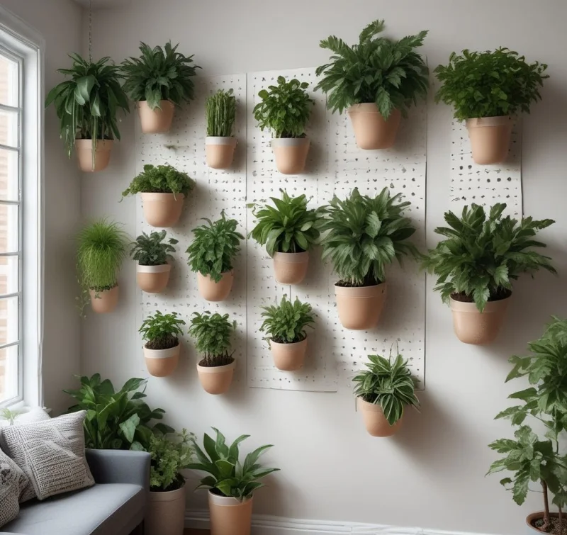 16 Creative Indoor Plant Wall Ideas to Transform Your Home Clean Pegboard Plant Display