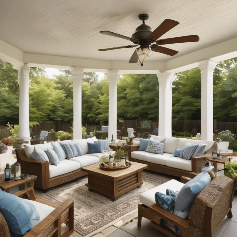 Comfortable Living Room with Ceiling Fans
