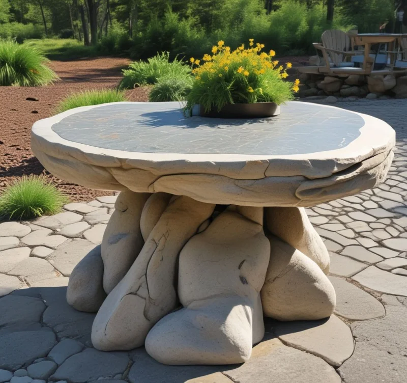 30 Creative Ways to Transform Your Yard with River Rock Magic Construct Unique Stone Tables and Counters