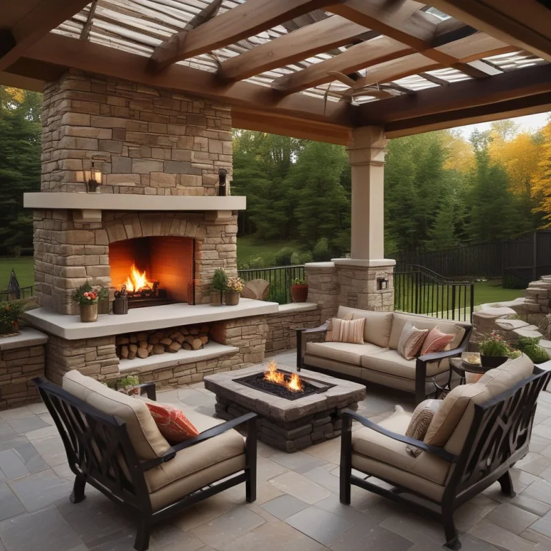 Cozy Fireplace-Centered Gathering Space
