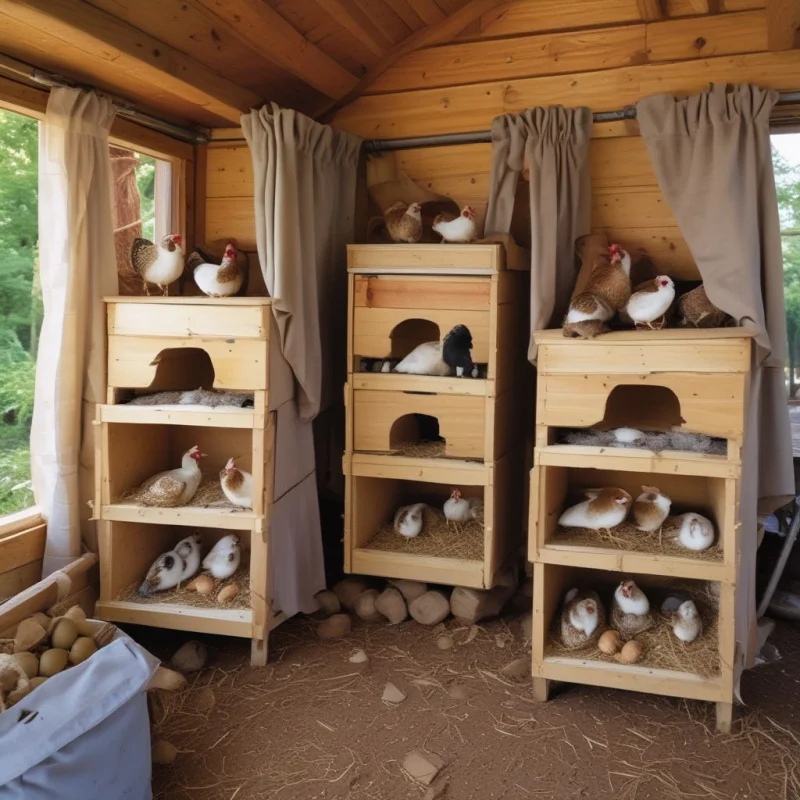 Custom Nesting Boxes with Privacy Curtains
