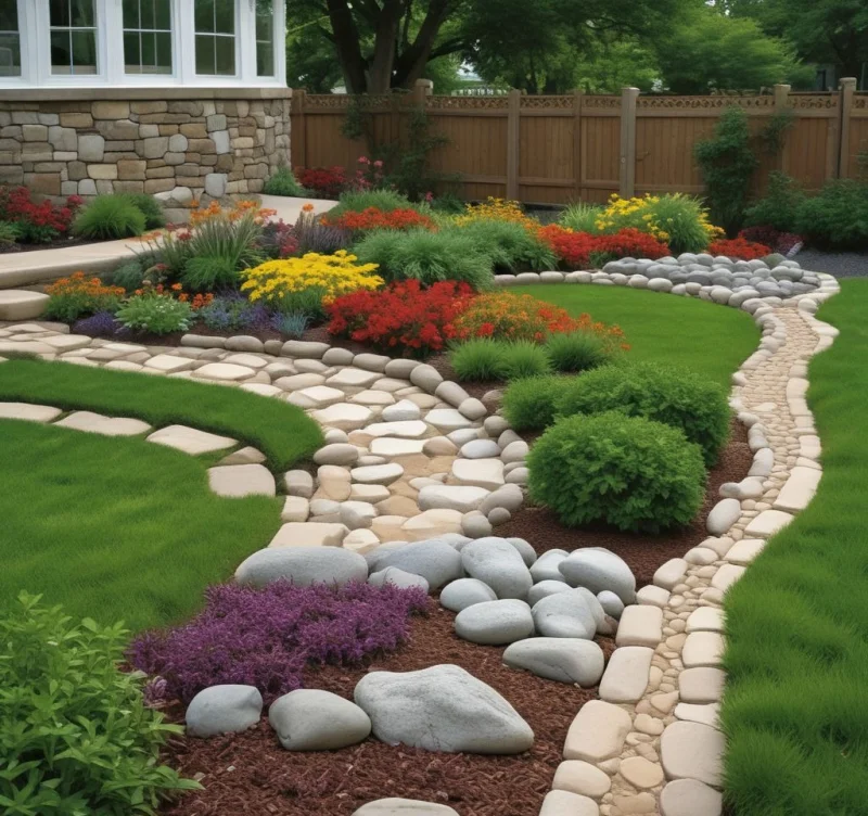 30 Creative Ways to Transform Your Yard with River Rock Magic Define Lawn Areas with Elegant Edging