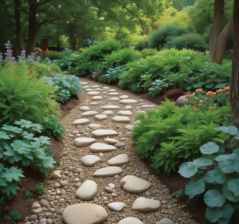 30 Creative Ways to Transform Your Yard with River Rock Magic Design Low-Care Gravel Garden Paths