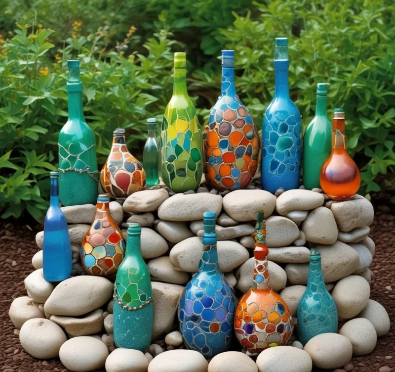 30 Creative Ways to Transform Your Yard with River Rock Magic Design Whimsical Bottle and Stone Borders