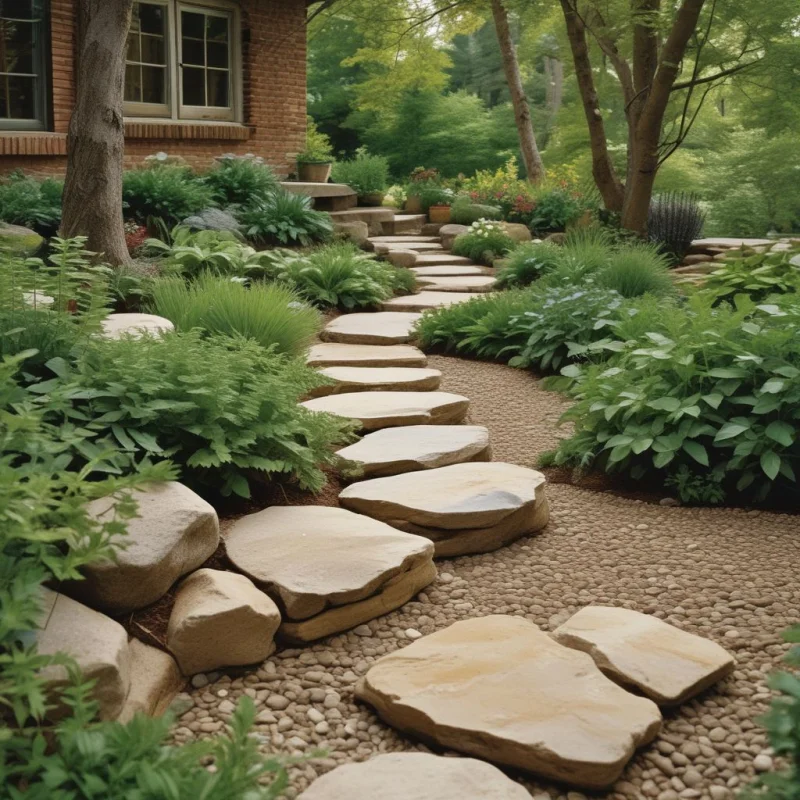 16 Stunning Garden Decoration Ideas to Transform Your Backyard Design Winding Walkways with Natural Materials