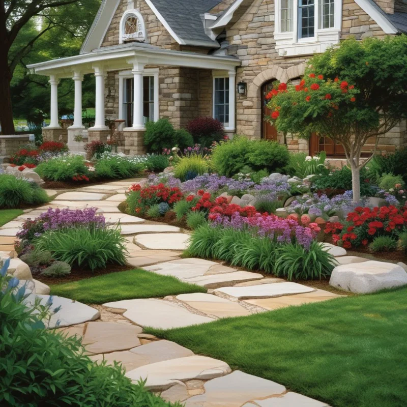 17 Beautiful Front Yard Garden Ideas to Transform Your Home's First Impression Design a Welcoming Stone Walkway