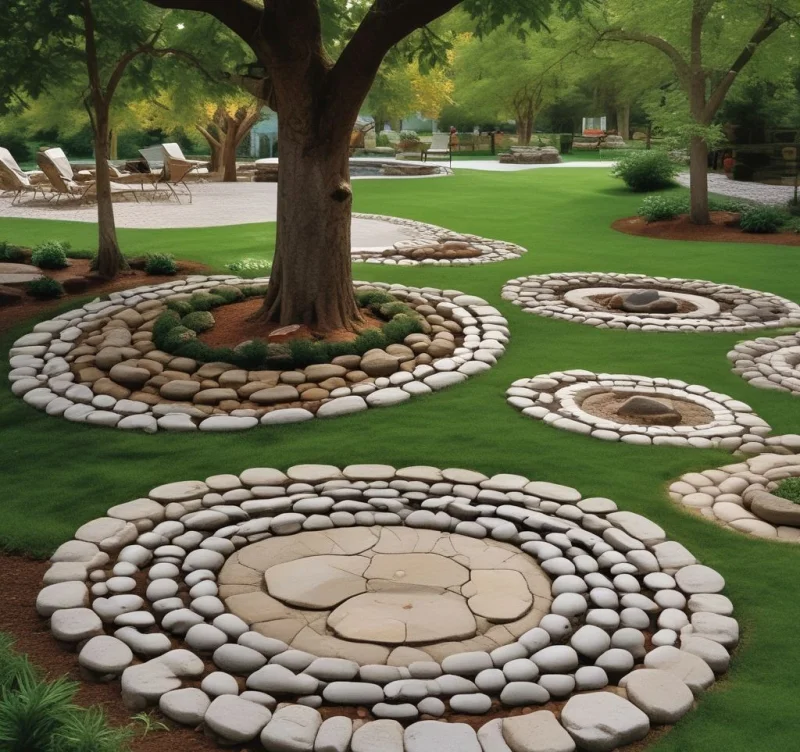 30 Creative Ways to Transform Your Yard with River Rock Magic Encircle Trees with Decorative Stone Rings