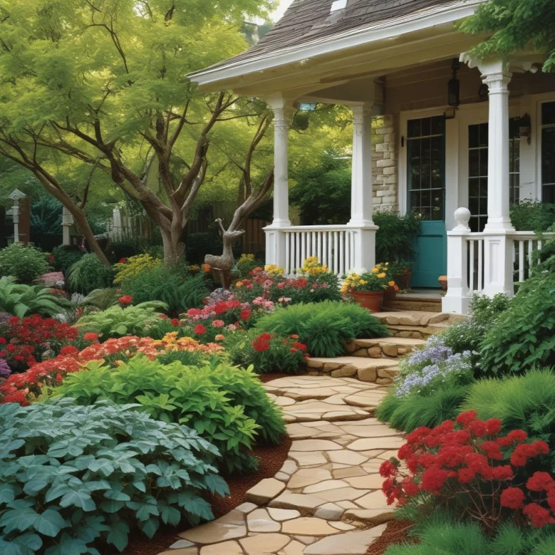 17 Beautiful Front Yard Garden Ideas to Transform Your Home's First Impression Highlight Beautiful Leaf Textures and Colors