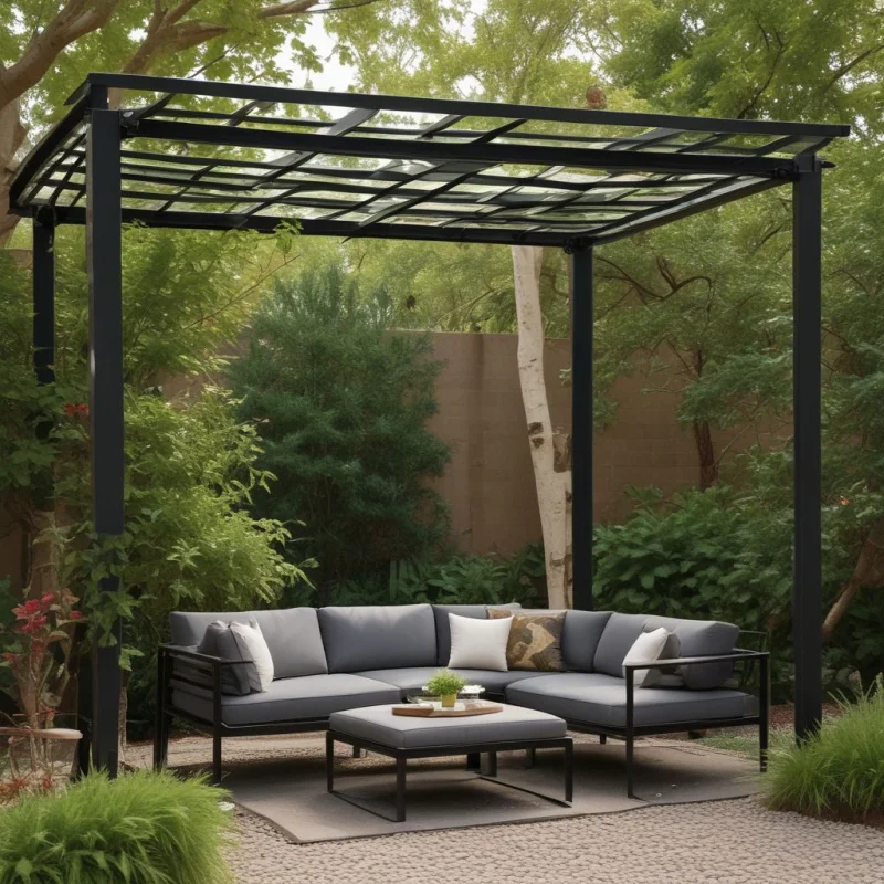 Industrial Chic Metal Frame Pergola
