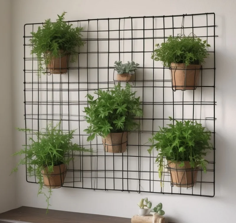16 Creative Indoor Plant Wall Ideas to Transform Your Home Industrial Wire Grid Garden