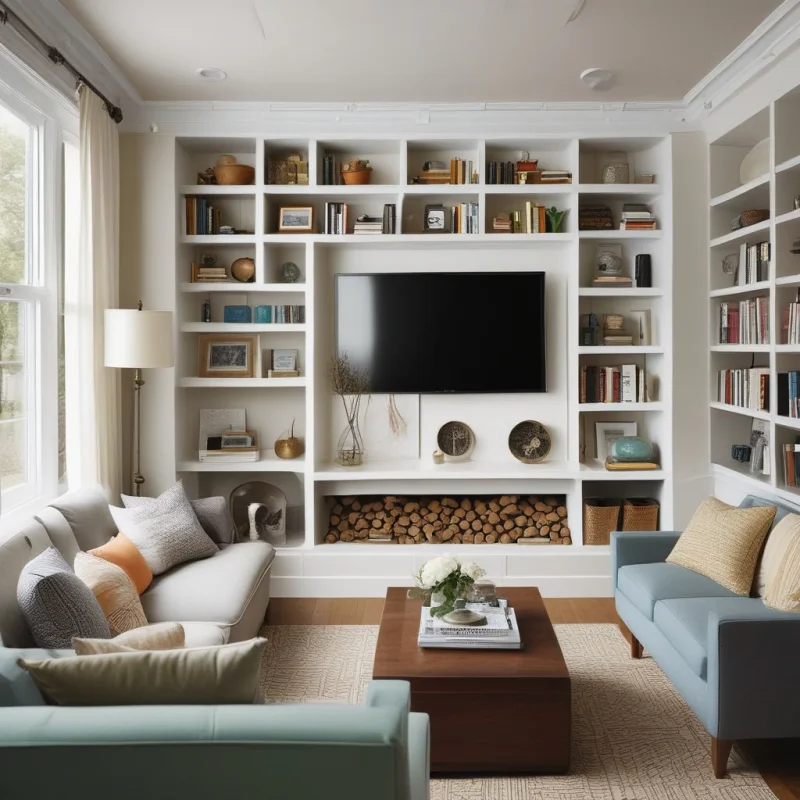 26 Smart Ways to Transform Your Tiny Living Room Into a Spacious Haven Install Storage Right Into the Walls