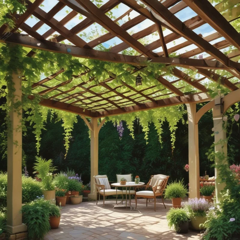 Living Green Pergola with Climbing Vines
