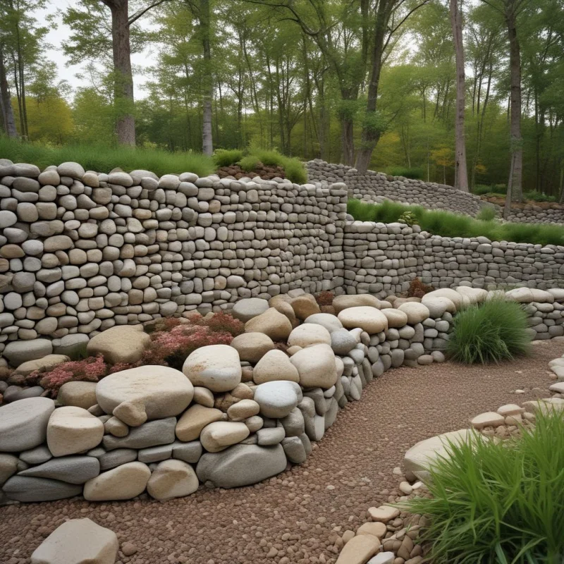 21 Creative Backyard Privacy Solutions for Your Perfect Outdoor Retreat Modern Stone-Filled Wire Walls