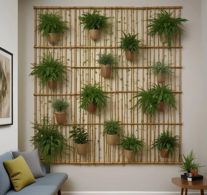 16 Creative Indoor Plant Wall Ideas to Transform Your Home Natural Bamboo Support Wall