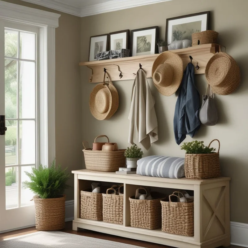 21 Clever Small Entryway Ideas to Transform Your Home's First Impression Natural Storage Baskets