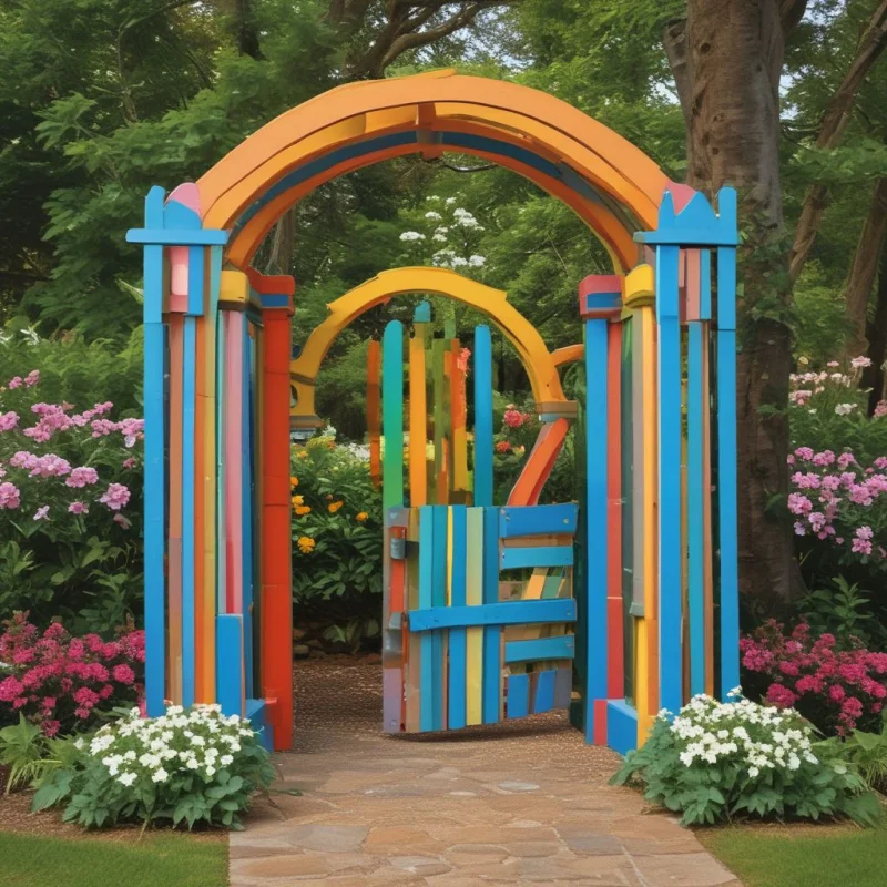 Painted Rainbow Wood Gateway
