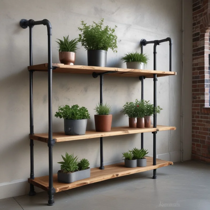 Pipe and Wood Industrial Stand

