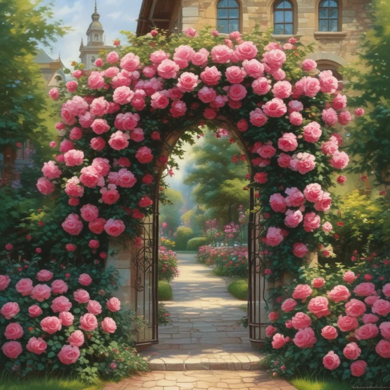 Romantic Rose-Draped Entrance
