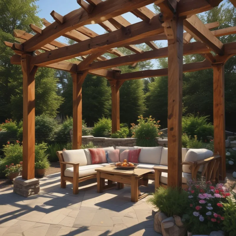 Rustic Timber Frame Pergola
