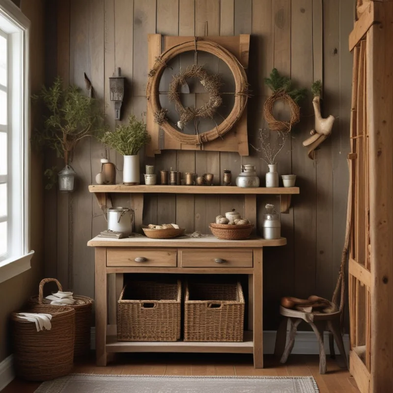 Rustic Wood and Natural Material Finishes
