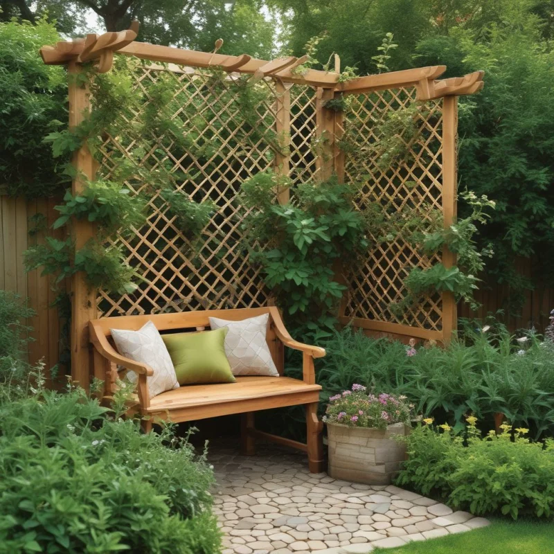 18 Creative Garden Trellis Designs for Stunning Climbing Plants Seating Area with Plant Wall
