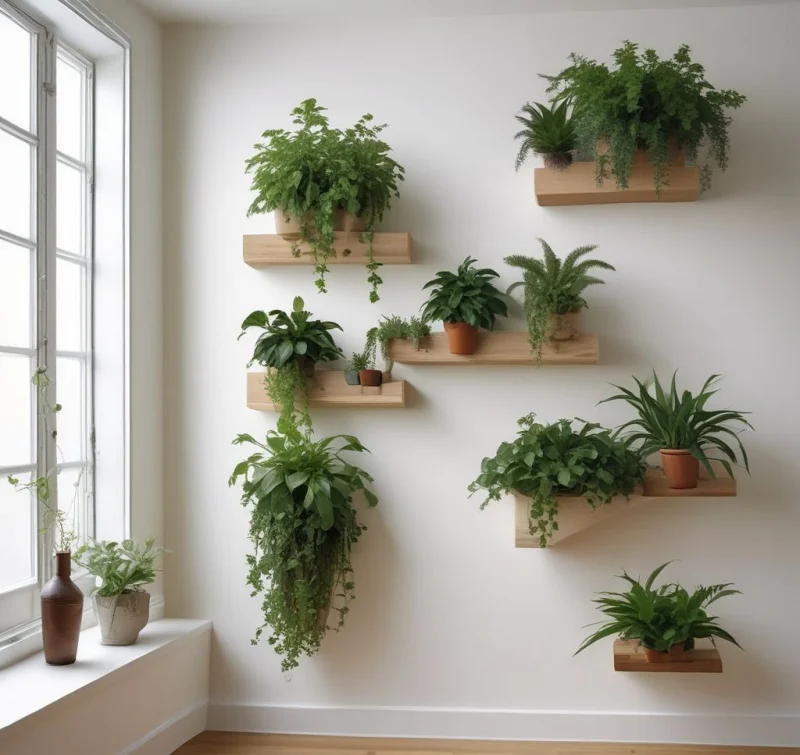 16 Creative Indoor Plant Wall Ideas to Transform Your Home Sleek Horizontal Plant Shelving